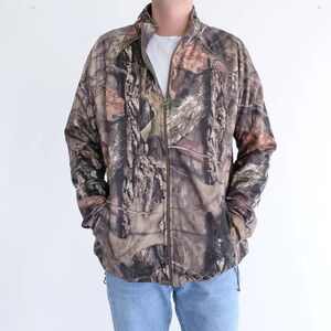 Hobbs Creek By Bass Proshop Camo Mossyoak Hunting Zip Up Light Jacket Size Large